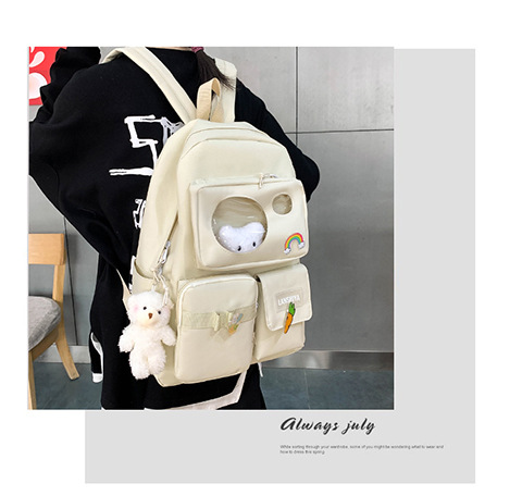 Women's Medium All Seasons Canvas Solid Color Fashion Square Zipper Functional Backpack display picture 3