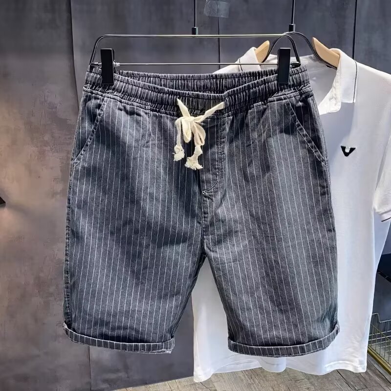 Men's Clothing Unisex Summer Starry Sky Pattern Denim Shorts Thin Ice Silk Straight Loose Fit Five Point Pants For Men_mkmklike.com