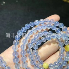 天然海蓝宝108佛珠 搭配蜜蜡圆珠带荧光感 简约款式厂家直销批发