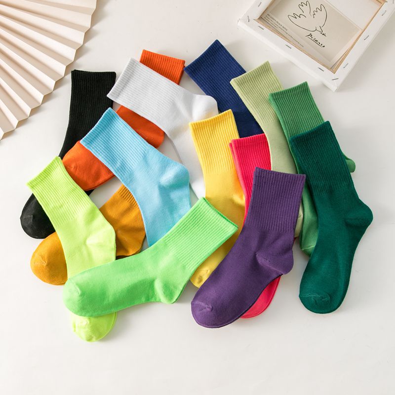 Dopamine Socks Women's Autumn and Winter Korean Style Mid-barrel Ins Trendy Candy Color College Style Solid Color Long-barrel Sports Men's Socks Dopamine Socks Women's Autumn and Winter Korean Style Mid-barrel Ins Trendy Candy Color College Style Solid Color Long-barrel Sports Men's Socks