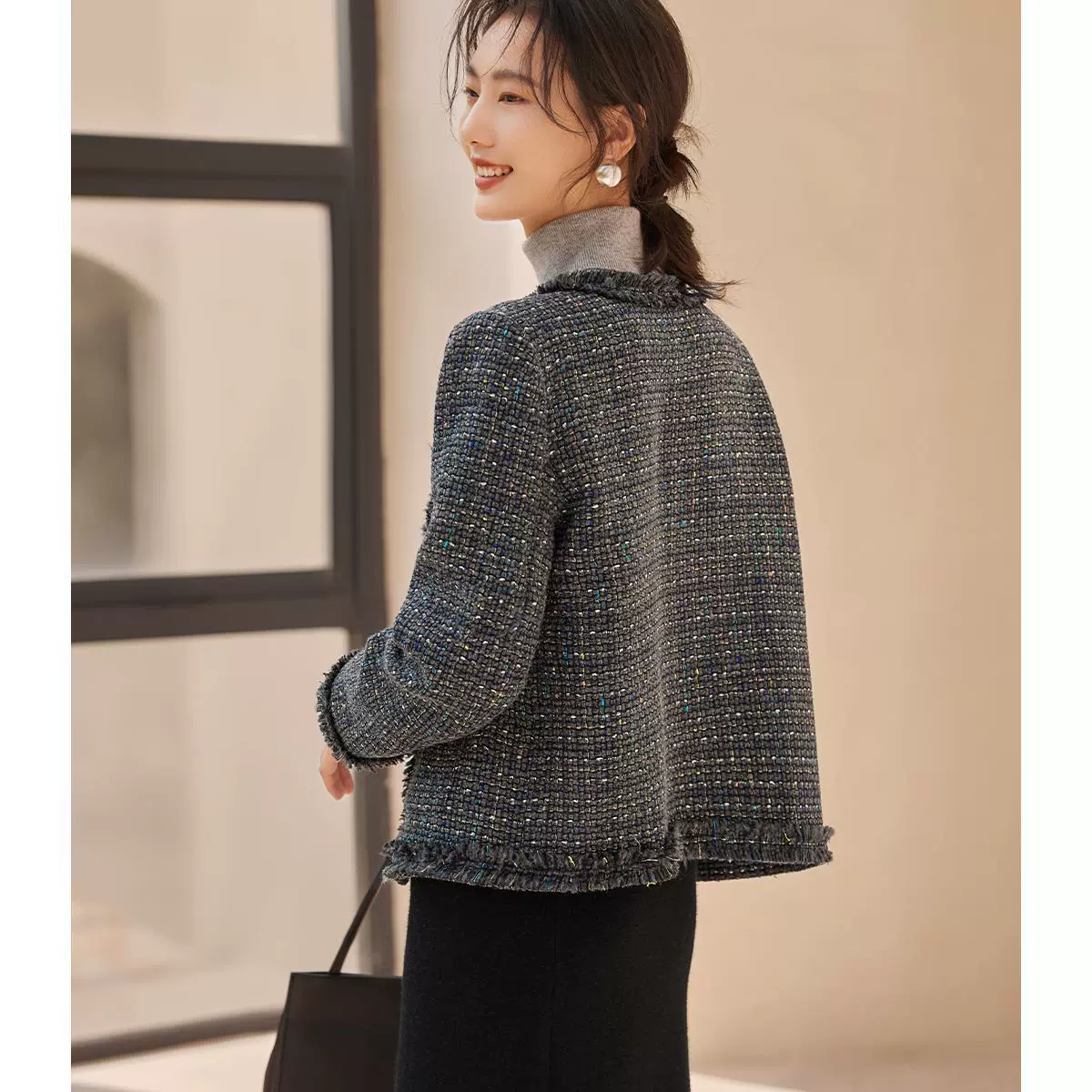Маленькая осенняя куртка, изящная лента, стиль Chanel, премиум, облегающий