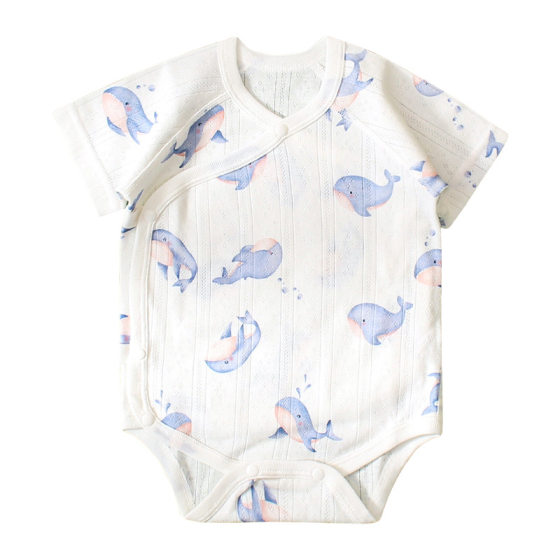 Ins Style Class A Baby Pure Cotton Wrap Hart Summer Thin Newborn Mesh Short-sleeved Jumbo Triangle Climbing Suit