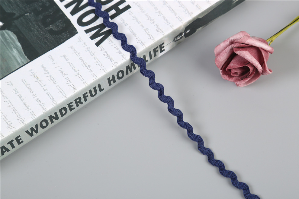 En stock suministro 5mm polipropileno marinero cinturón hecho a mano encaje accesorios onda encaje cinturón montaña carretera cinturón 0. 5cms con seda