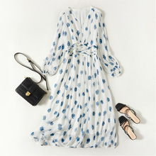 芭碧尔女装法式长裙25年春霞新款时尚v领真丝连衣裙一件代发85008