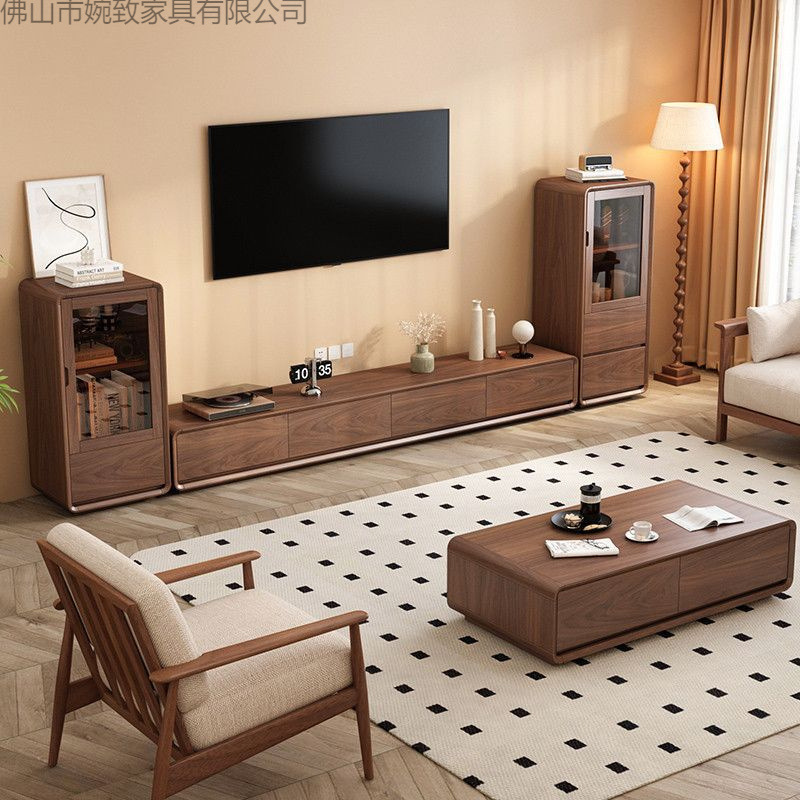 All Solid Wood Tv Cabinet Floor-Standing Cabinet Against the Wall 2025 New Small Apartment Living Room Home Tv Cabinet Side Cabinet Combination