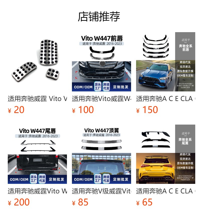 Suitable for Mercedes-Benz Vito Vito W447 Rear Lip, Tail Lip, Rear Surround, Lower Spoiler, Rear Chin Cross-Border Modification Parts