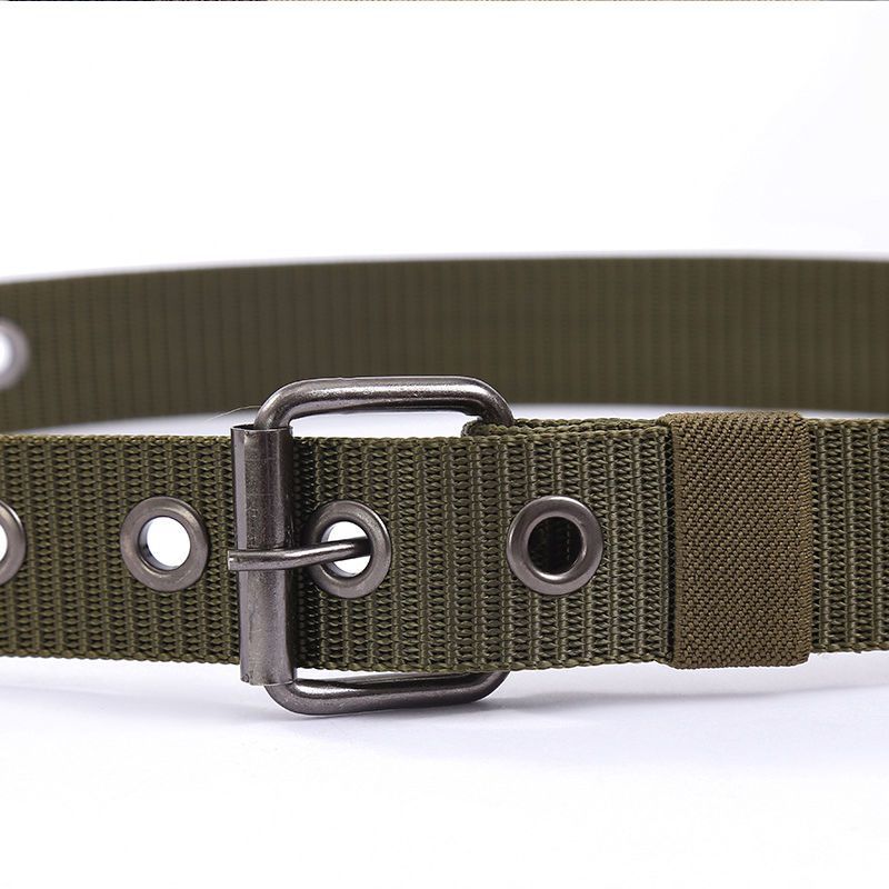 Cinturón de lona con hebilla de pin para hombre, venta al por mayor de fábrica, en stock, cinturón deportivo informal transpirable de lona, venta al por mayor de correas