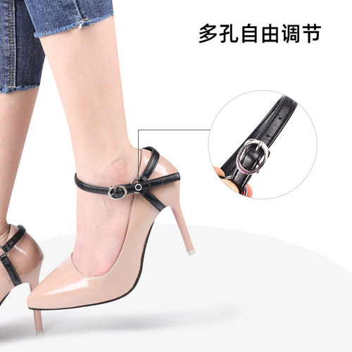 High-heeled shoes, anti-falling, heel-tie straps, no installation required, leather shoes that do not fall, removable triangle fixation straps