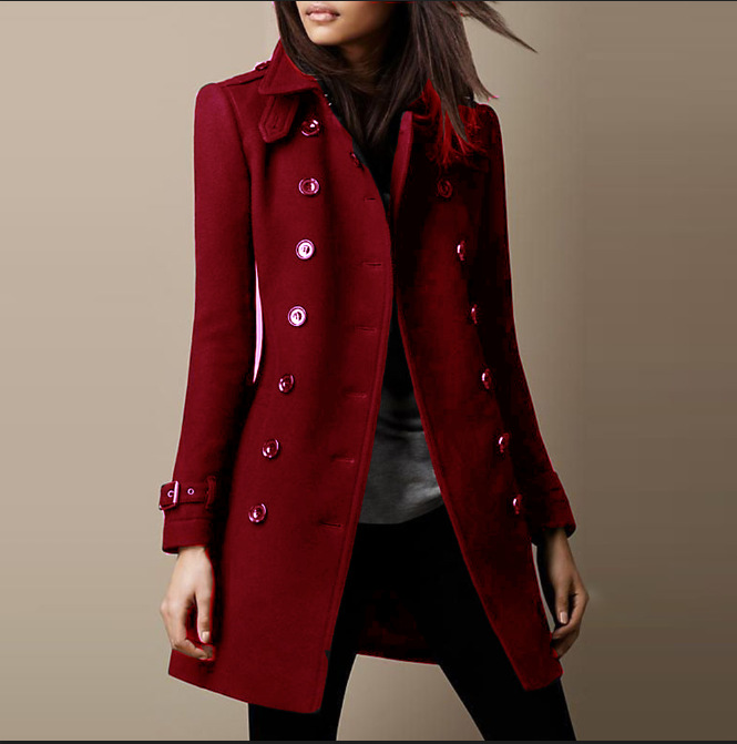 Women's Casual Solid Color Double Breasted Coat Woolen Coat display picture 3