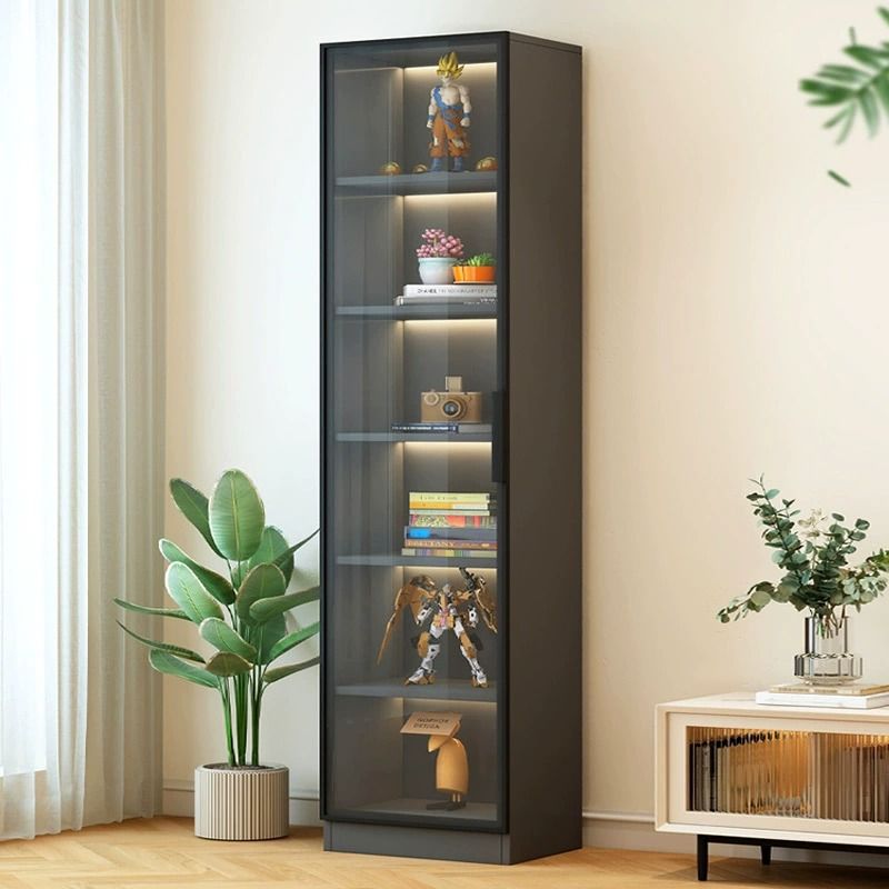 Glass Door Light Luxury Bookcase Living Room Floor-To-Ceiling Wall Dust-Proof Storage Cabinet Home Bookshelf Storage Cabinet Modern Display Cabinet