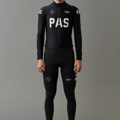 PAS Black Fleece Suit Cycling Top with Long Sleeve, Belted Long Pants, Road Bike, Mountain Bike Outdoor Clothing