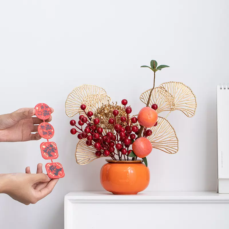 乔迁之喜装饰柿柿如意大号柿子摆件新居礼品新房布置搬家仪式用品