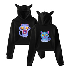 2025跨境新品KPop Demon Hunters欧美时尚猫耳朵露脐卫衣女