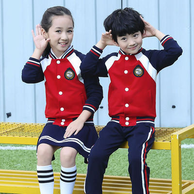 pupil school uniform children Class clothes kindergarten Park service motion suit Spring and autumn payment Three British style mlb