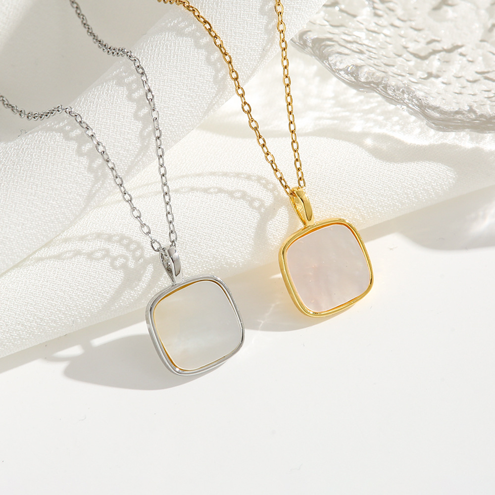 Gold Square Mother-of-Pearl Necklace