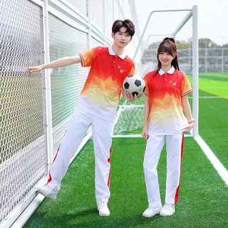 实拍新款初中小学生班服校服运动会开幕式红色爱国表演服2026