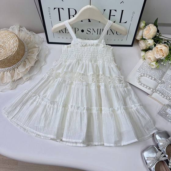 2025 Summer Girls dress Sweet Tassel Lace Sling Princess Dress Korean Vacation Style Children's Dress