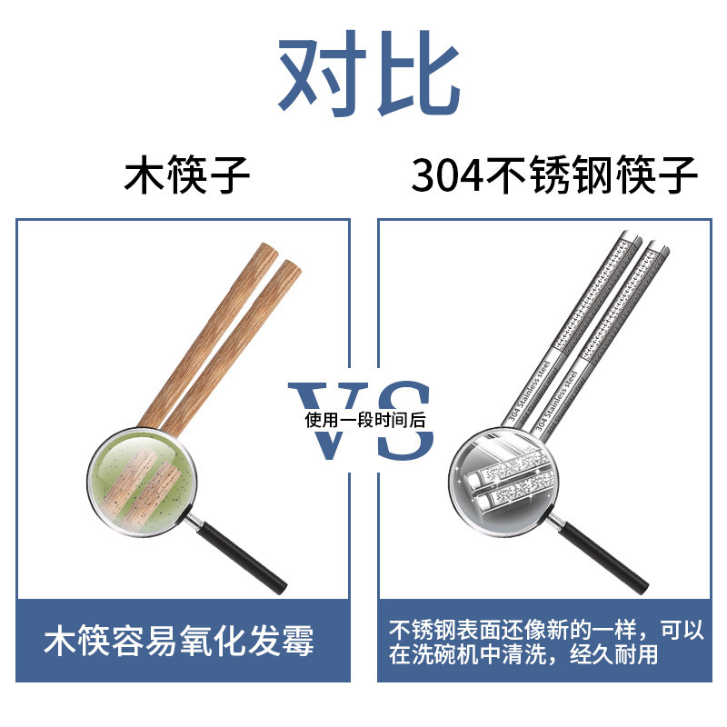 304ステンレス製の角箸、クリエイティブなギフト食器、滑り止め・耐熱箸の卸売を専門とする越境販売|undefined