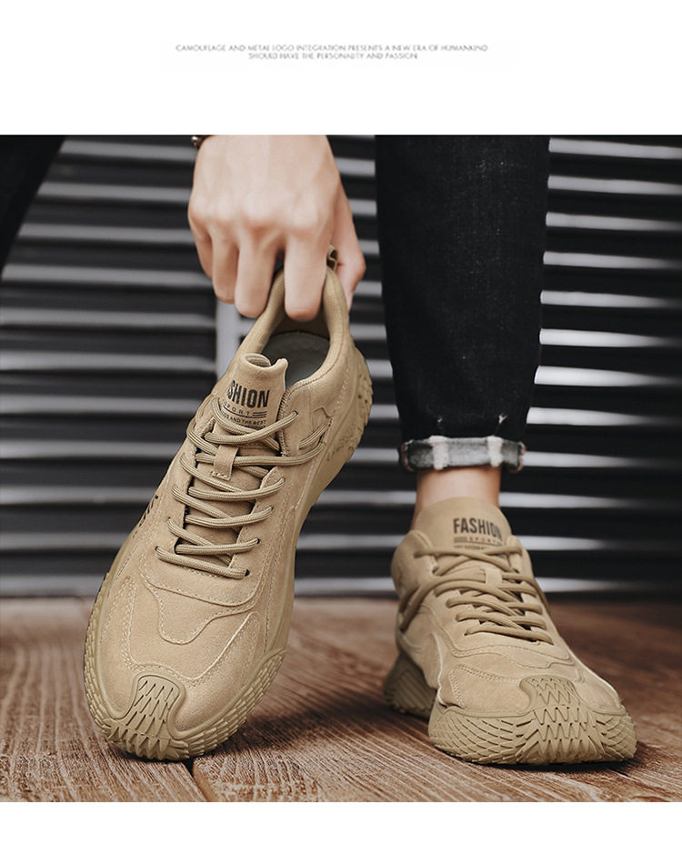 Giày nam cổ thấp da tổng hợp đế cao su chống trượt, kiểu dáng thể thao casual — K2373 màu kaki, K2373 màu xám, K2373 màu đen chi tiết 10