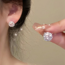 「方糖钻石」比路灯还亮~超闪锆石925银耳环无耳洞蚊香盘耳夹女