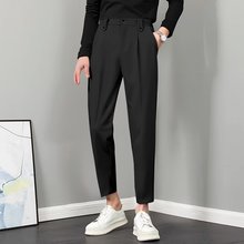 轻熟风西裤男士夏季韩版修身小直筒裤男士休闲裤潮流九分西装裤男