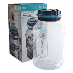 Electronic counting piggy bank EUR USD NT RMB bucket transparent piggy bank full of creative wholesale
