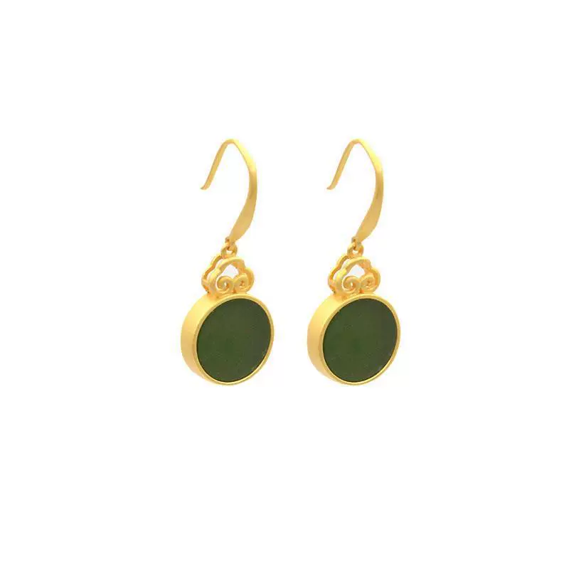Ювелирные изделия Jasper Jade, серьги, проба серебра 925, 18 карат, зеркальный эффект