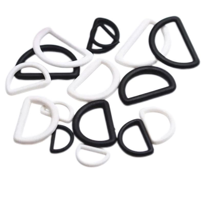 Factory Direct Supply Plastic D-Ring Multiple Specifications in Stock Black and White Maternity Pants D-Shaped Buckle Semi-Circular Buckle Quick Delivery