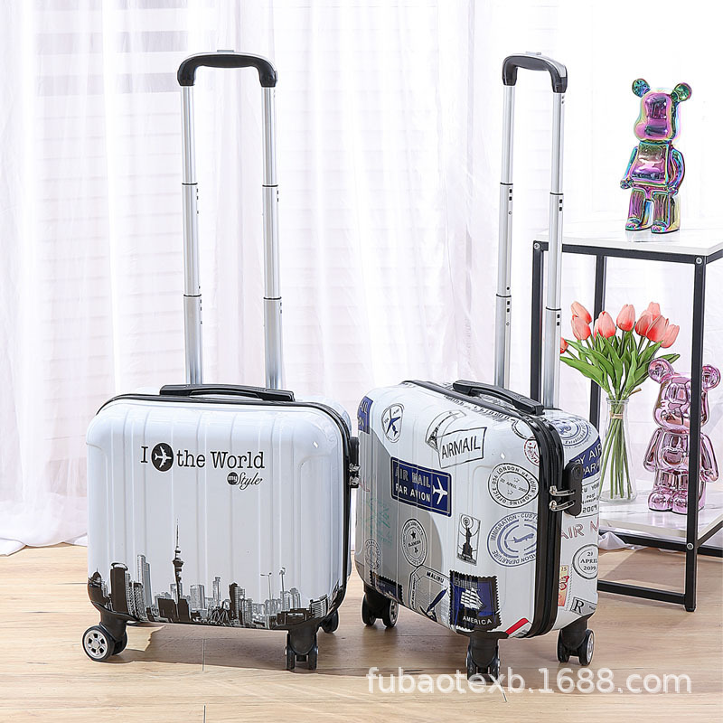 Cute Korean version of 18 inch small luggage female universal wheel mini trolley case lightweight travel password boarding box men