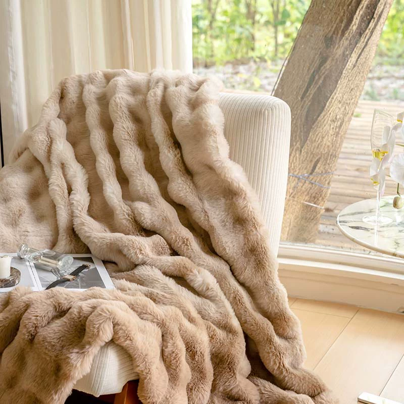 Double-Layer Plush Duvet (Elite), Winter Sofa Throw, Increased Thickness, Soft Korean Style