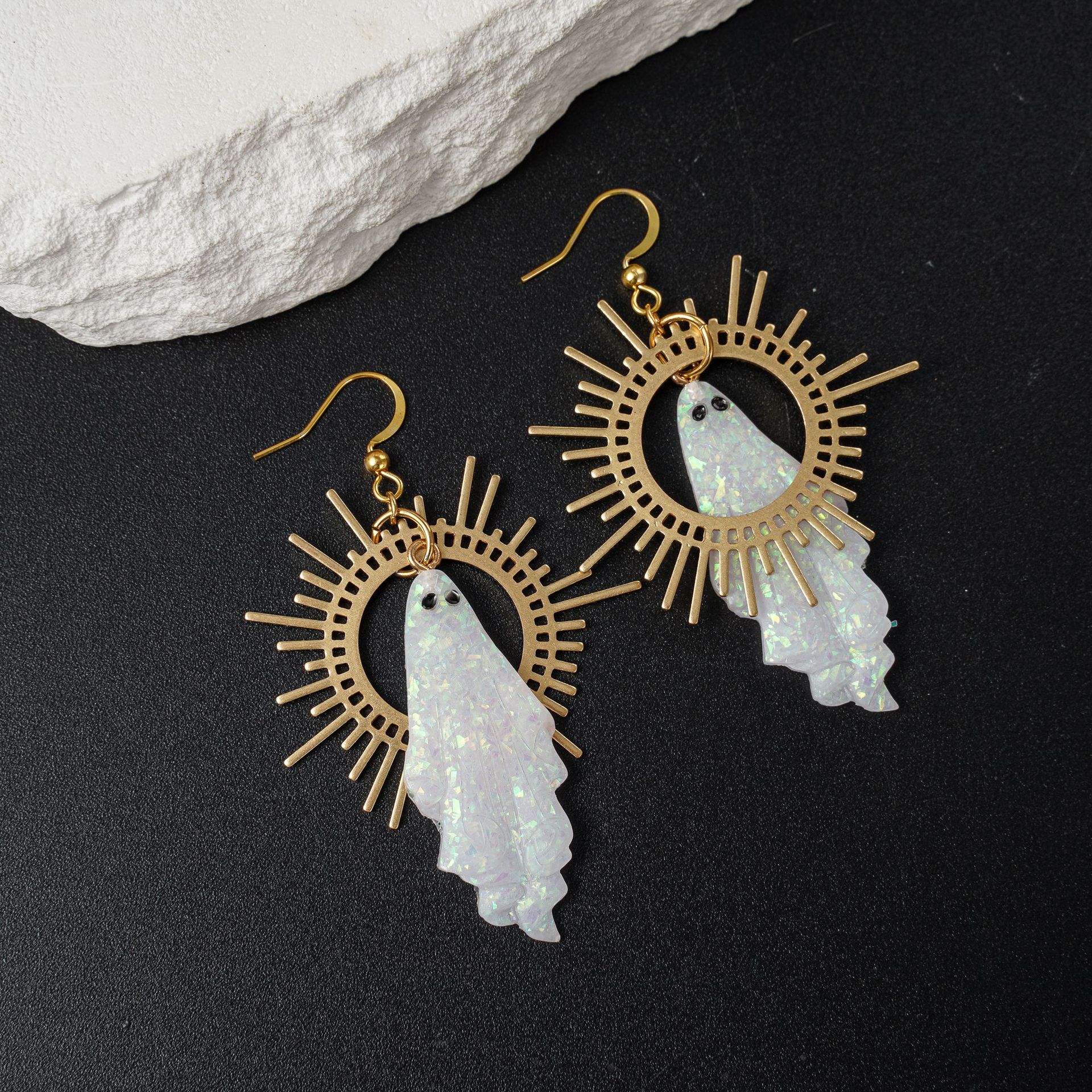 1 Pair Quantity Ghost Tree Resin Copper Brass Gothic Retro Punk Drop Earrings Earrings