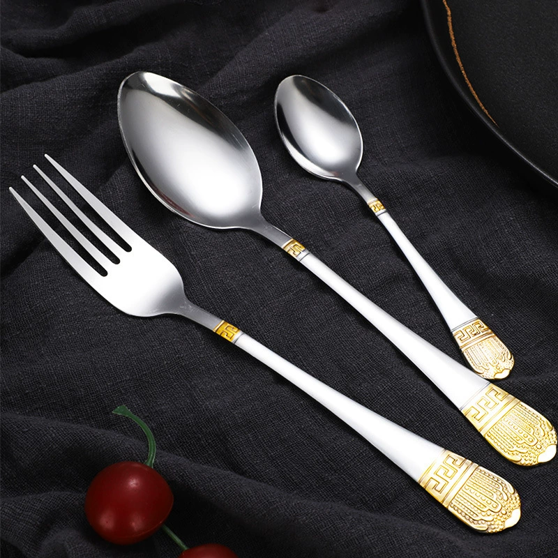 Фабрика оптовой нержавеющей стали посуда ложка Бытовая три части вилка ложка студент перемешивания ложка