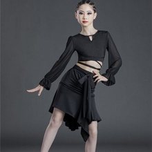 拉丁舞练功服女儿童拉丁舞裙新款少儿比赛训练表演出服春夏季批发