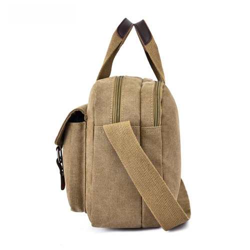 Men's Canvas Tote Bag Korean Style Simple Men's Business Travel Handbag Shoulder Bag Large Capacity Travel Backpack
