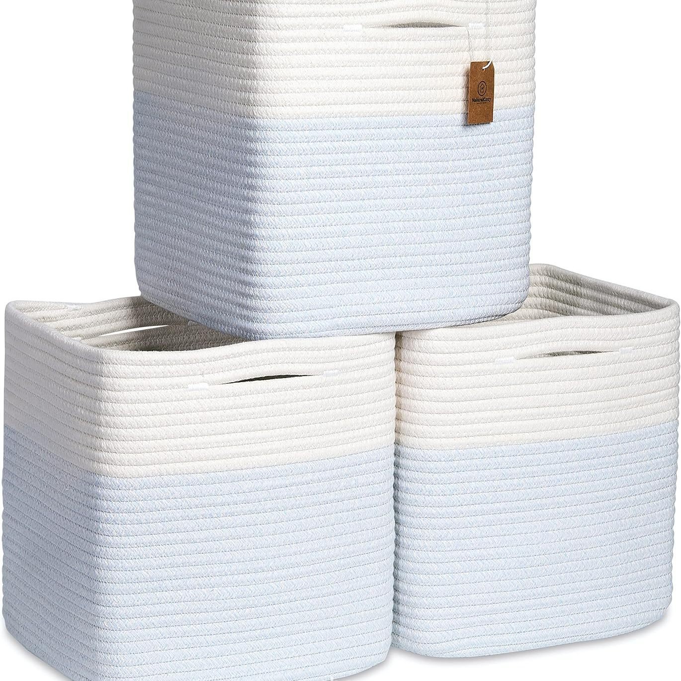 Amazon ofrece una cesta de ropa sucia de algodón para juguetes para bebés, estantes de almacenamiento de armario, cesta de toallas de baño plegable