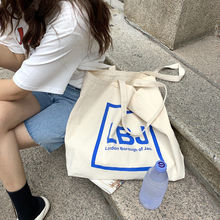 FINEDAY韓國新款大容量ins單肩包環保購物袋布袋女字母LBJ帆布包