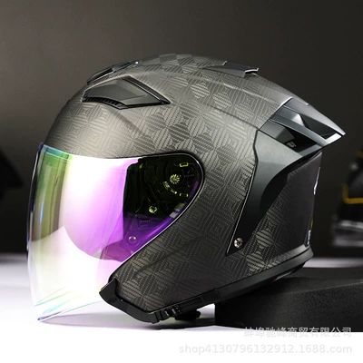 Motosiklet kaskı (dəbilqə) — Motorcycle Helmet Ultra Light Carbon - 12k-matte-black-transparent-day-and-night-purple-lenses-m