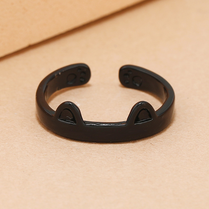 Simple open cat fashion creative acrylic alloy ring