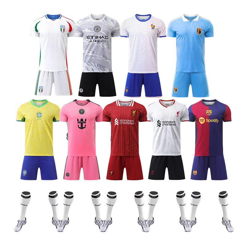 2425 juego de ropa de fútbol para adultos y niños Copa del Mundo Club de secado rápido para hombres y mujeres equipos de impresión de entrenamiento