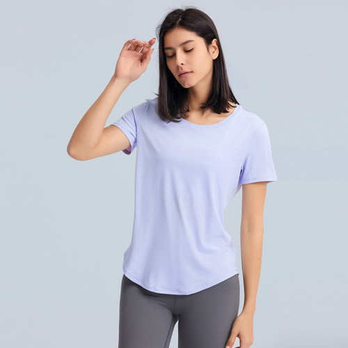 Summer thin loose women's fuzzy breathable workout top running quick-drying shirt DS075