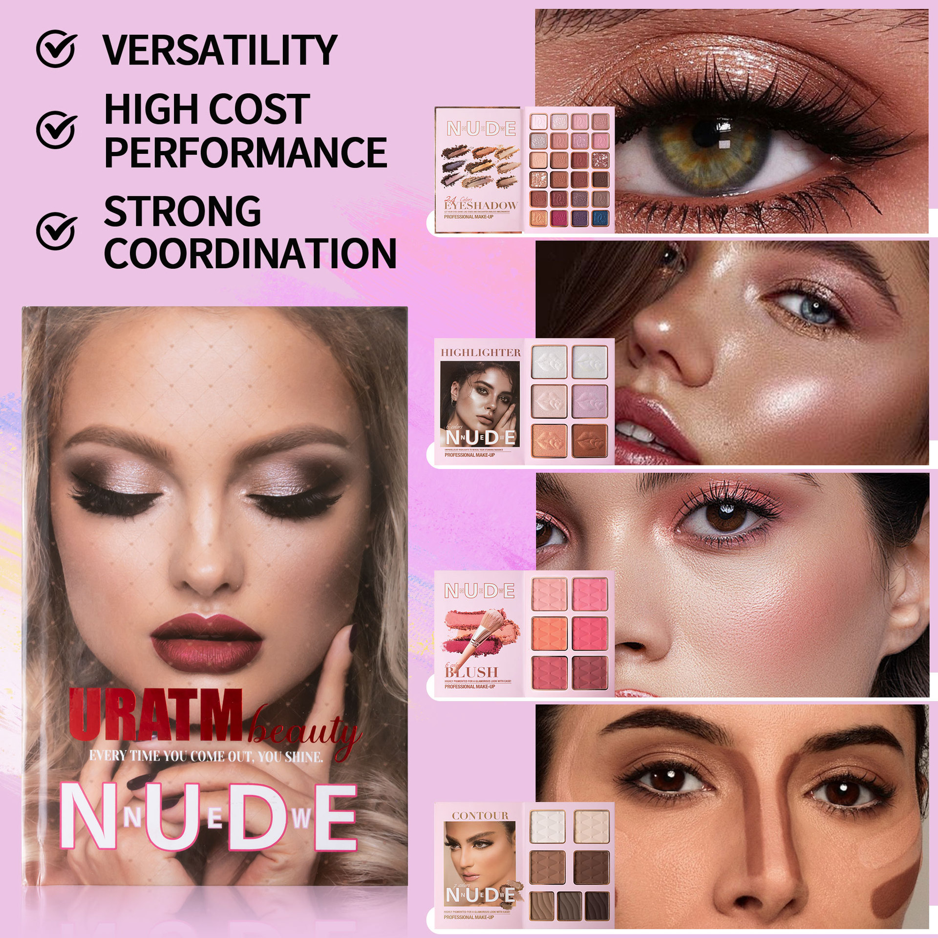 Cross-border bestseller 43-color makeup palette, four-layer flip book eyeshadow palette, matte pearlescent blush, contour and highlight in one piece undefined