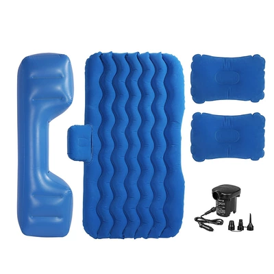 rear sleeping travel bed SUV — Vehicle-mounted inflatable bed - split-flocking-wavy-blue-long-pier