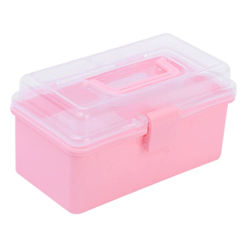 Ящик для хранения Трехслойный портативный ящик для хранения Складной маникюрный ящик для мелочей Пластиковый прозрачный ящик для хранения большой емкости