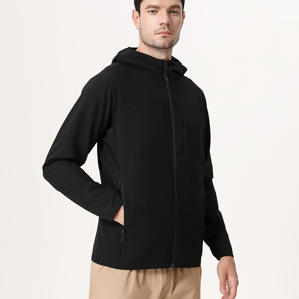 Dijia chaqueta deportiva al aire libre para hombre rápido seco transpirable correr con cremallera con sombrero ropa casual chaqueta de mangas largas abrigo transfronterizo
