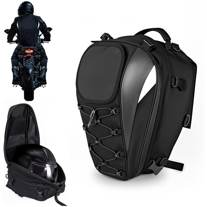 Large Capacity Motorcycle Helmet Bag Backpack for Riding, Waterproof Rear Seat Bag