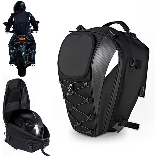 Large Capacity Motorcycle Helmet Bag Backpack for Riding, Waterproof Rear Seat Bag