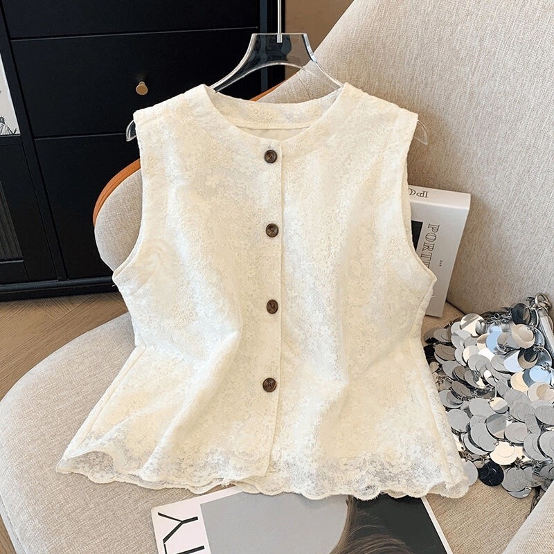 Chanel-Style Jacquard Round-Neck Vest for Women, New Summer Model, Single-Breasted Cardigan, Sleeveless, Versatile, Slimming Top A5091