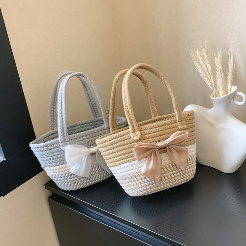 Summer New Fashion Bow Weave Crossbody Bucket Bag for Women, Supports Large Wholesale and Mixed Batch Orders