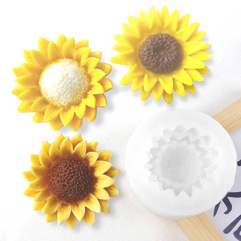 Sol tridimensional girasoles banana molde de goma de goma DIY perfumado tira magnética colgante de automóvil molde de goteo