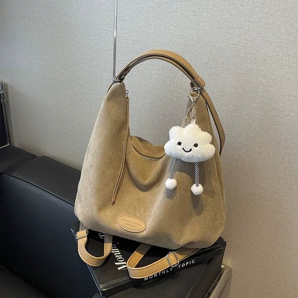 Fashion Multifunctional Tote Bag Women's 2024 New Frosted Textile All-match Casual Backpack for Work and Commuter Big Bag